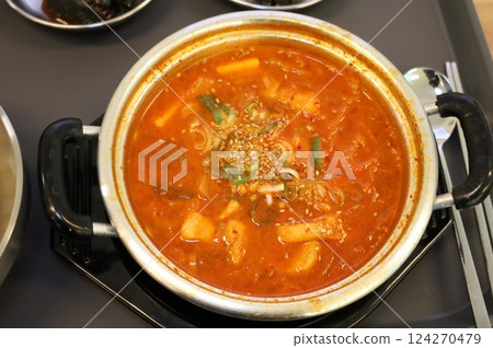 Korean traditional food. Kimchi stew 124270479