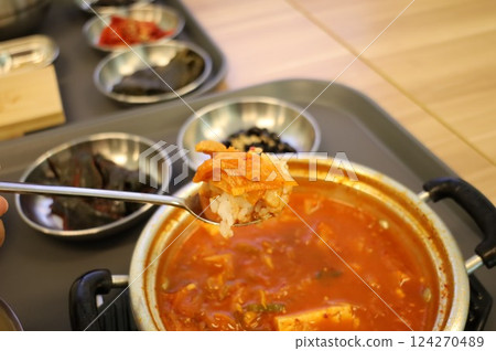 Korean traditional food. Kimchi stew Korean traditional food. Kimchi stew 124270489
