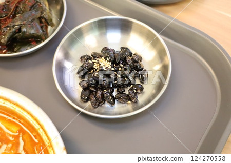 Korean side dish food. Braised black beans Korean side dish food. Braised black beans 124270558