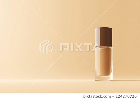 Foundation bottle standing on light brown surface with matching background 124270726