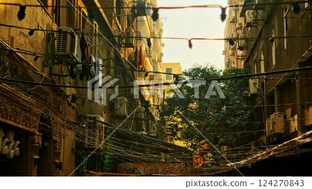 Local streets in Cairo, Egypt. Local market. Streets full of people 124270843