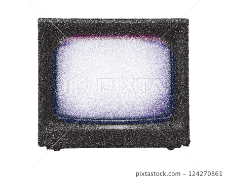 Realistic Dotted Photocopy-Effect Illustration of a Retro TV in Monochrome Halftone Style Realistic Dotted Photocopy-Effect Illustration of a Retro TV in Monochrome Halftone Style 124270861