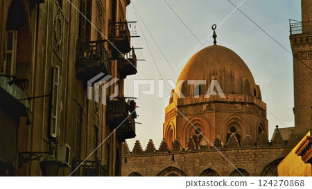 The Qalawun complex on the Al-Muizz Li-Din Allah Al-Fatimi Street in the Cairo, Egypt.  124270868