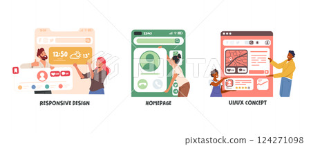 People professional web designers working on ui ux design onboarding mobile app and website creation People professional web designers working on ui ux design onboarding mobile app and website creation 124271098