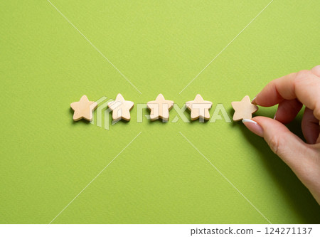 Five star rating. Customer satisfaction. Excellence, positive feedback. Top quality, exceptional service, outstanding performance. 124271137