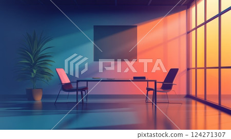 office glass room with table for business meetings and discussions 124271307