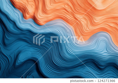 This is an image created by a computer showing a blue and orange wave 124271366