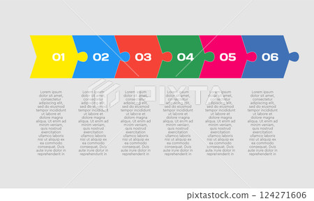 Six piece line infographic jigsaw puzzle process Six piece line infographic jigsaw puzzle process 124271606