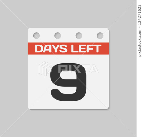 Countdown daily page calendar icon - 9 days left Countdown daily page calendar icon - 9 days left 124271622