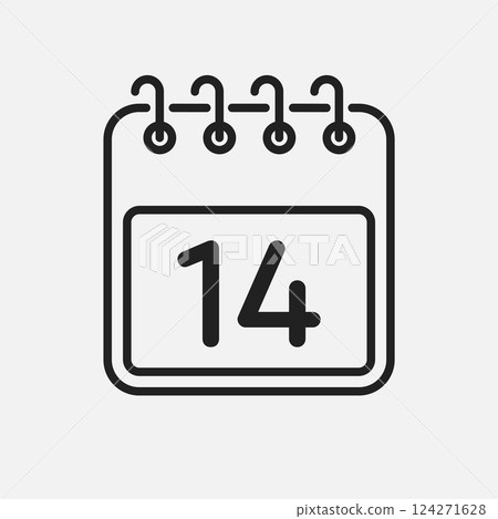 Vector icon page calendar - day 14 124271628