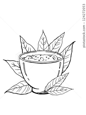 cup in leaf cacao vector sketch cup in leaf cacao vector sketch 124272053