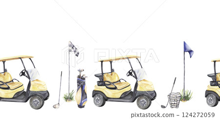 Seamless border with golf elements 124272059