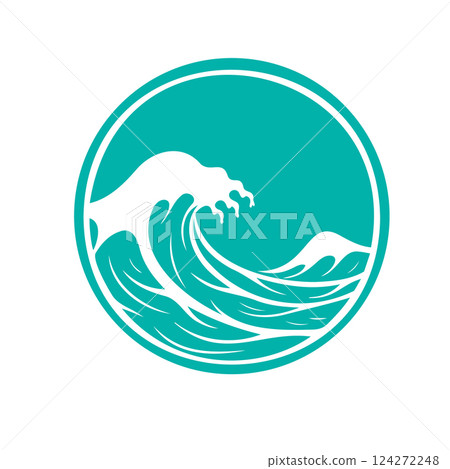 Sea Waves Logo. Not AI, Vector illustration 124272248