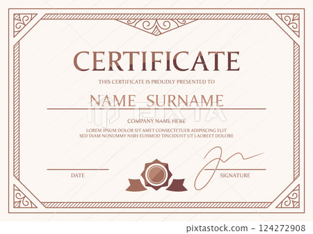 Certificate filigree frame award document 124272908