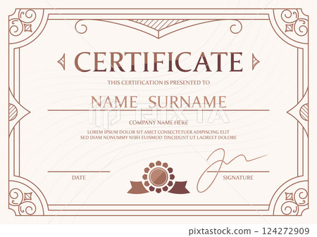 Name certificate retro frame template 124272909