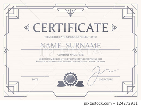 Name certificate elegant ornamental frame 124272911