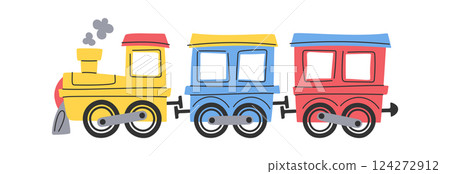 Steam train hand-drawn railway transport Steam train hand-drawn railway transport 124272912