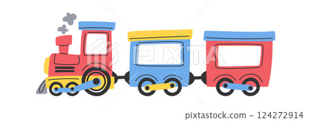 Cute vintage hand-drawn passenger train Cute vintage hand-drawn passenger train 124272914