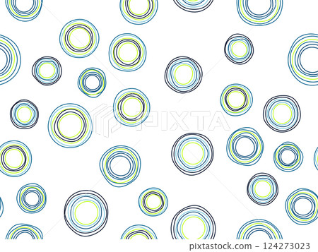Vibrant Abstract Doodle Circles Seamless Pattern on White Background 124273023