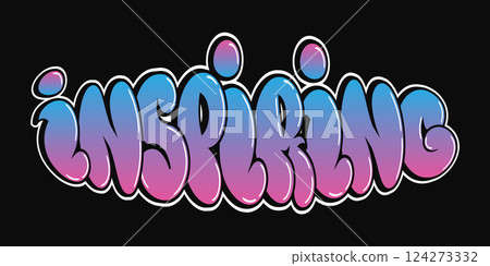 Inspiring graffiti lettering in psychedelic style. Trippy urban art 124273332