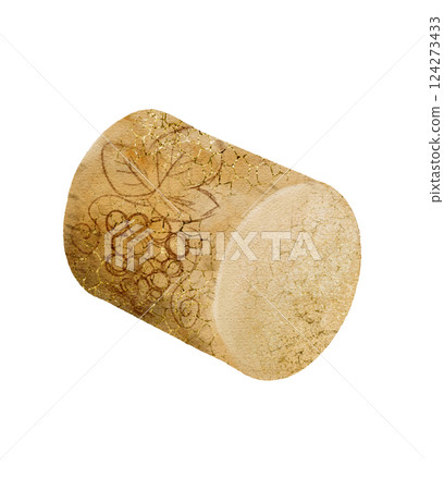 A beautifully crafted Vintage Wine Cork featuring Decorative Grapes and Leaves designs 124273433