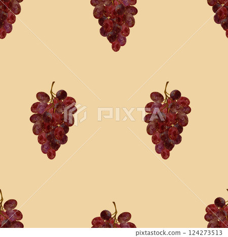 A Stylish and EyeCatching Pattern Featuring Juicy Red Grapes Set Against a Crisp beige Background 124273513