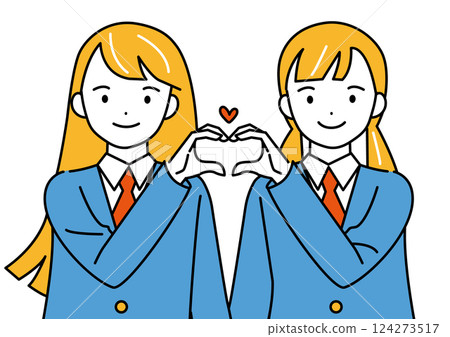A female student posing to make a heart symbol with her fingers A female student posing to make a heart symbol with her fingers 124273517