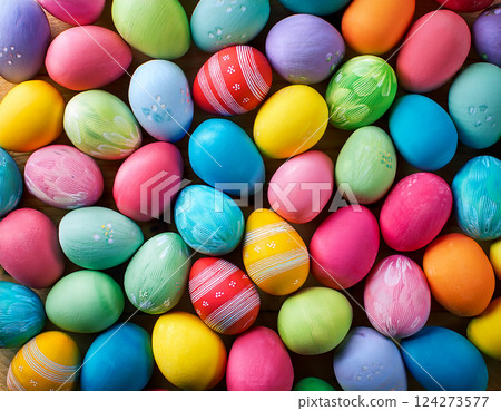 彩色復活節彩蛋 AI 生成的圖像 124273577