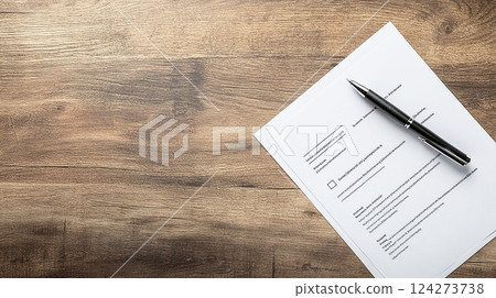 桌子上的文件和筆 124273738