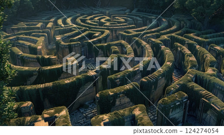 Hedge Labyrinth. Enchanted Green Maze 124274054