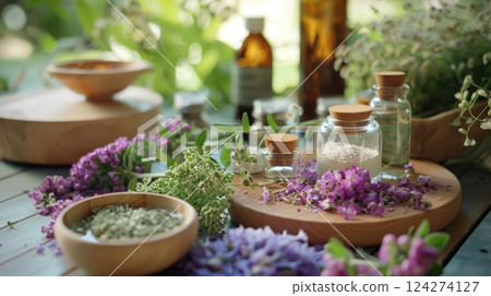 Herbal Cosmetic-Making In Purple Color 124274127