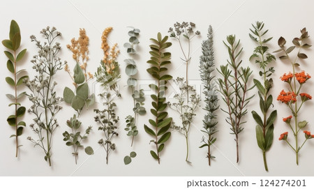 Collection Of Plant Specimens Preserved 124274201