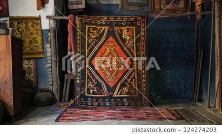Nepali Ethnic Tapestry Market or Workshop 124274203