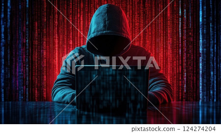 Hacker Breaking Into A Secure System 124274204
