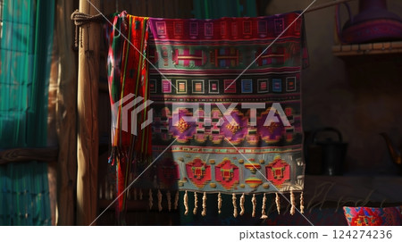 Nepali Ethnic Tapestry Market or Workshop 124274236