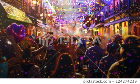 People At A Carnival. Mardi Gras People At A Carnival. Mardi Gras 124274239