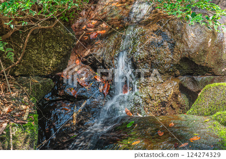 A small waterfall in the mountains 124274329