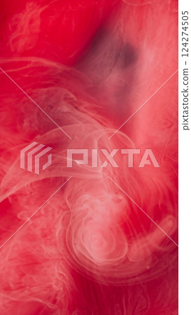 Paint cloud. Defocused stream. Red pigment smoke mix floating art twist substance. Color fluid fume flow abstract magic background. Paint cloud. Defocused stream. Red pigment smoke mix floating art twist substance. Color fluid fume flow abstract magic background. 124274505