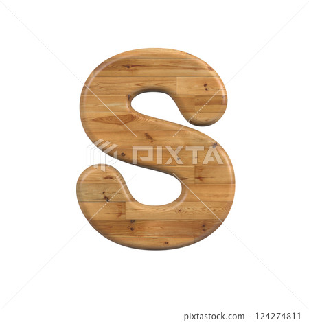 Wood letter S - Uppercase 3d pine font - suitable for Decoration, nature or wood related subjects 124274811