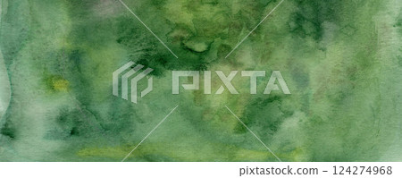 Beautiful green in different shades watercolor wash background, hand drawn design element. Great as an abstract picture, grass patch, textured background for cards, posters, compositions and prints 124274968