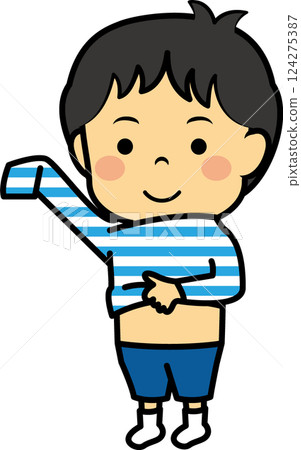 Elementary school boy changing clothes 124275387