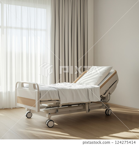 整齊明亮的病房和護理床的形象｜醫療、護理設施、福利設備 124275414