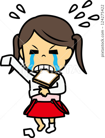 Elementary school girl changing clothes in a hurry 124275422