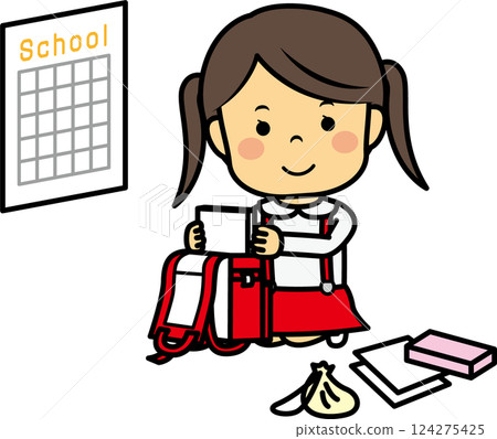 小學女孩為明天做準備 124275425
