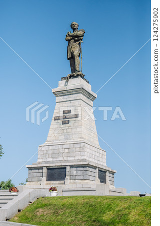 Low angle view of the monument commemorating russian soldiers fallen in the war of 1812, located in vyazma, russia 124275902