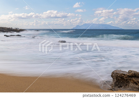Winter at Nagata Inakahama Beach, Breaking Waves, Yakushima National Park 124276469