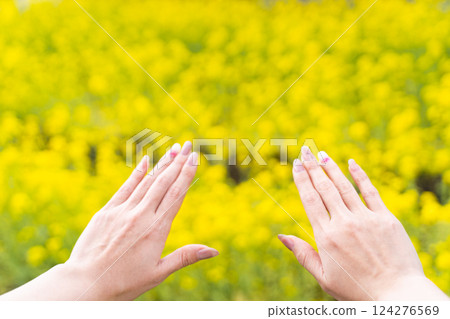 Open arms in a rapeseed field② 124276569