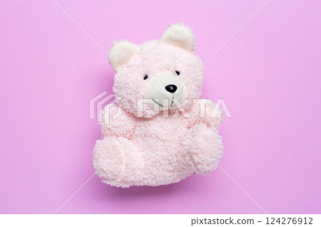 Teddy bear on copy space color background Teddy bear on copy space color background 124276912