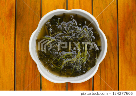 Pickled spider weed, salted fermented vegetable 124277606