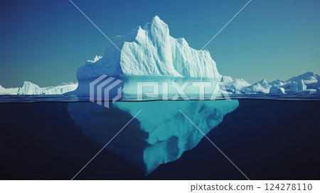 A large ice block is floating in the ocean A large ice block is floating in the ocean 124278110